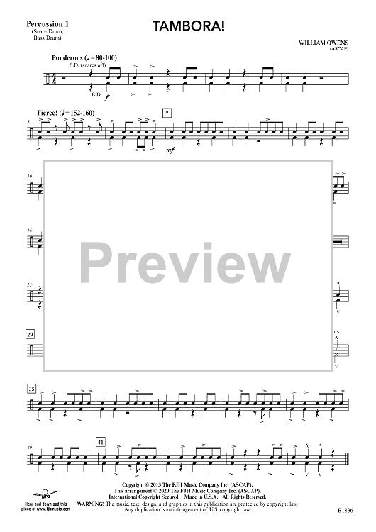 Tambora! Percussion 1" Sheet Music for Concert Band Sheet Music Now