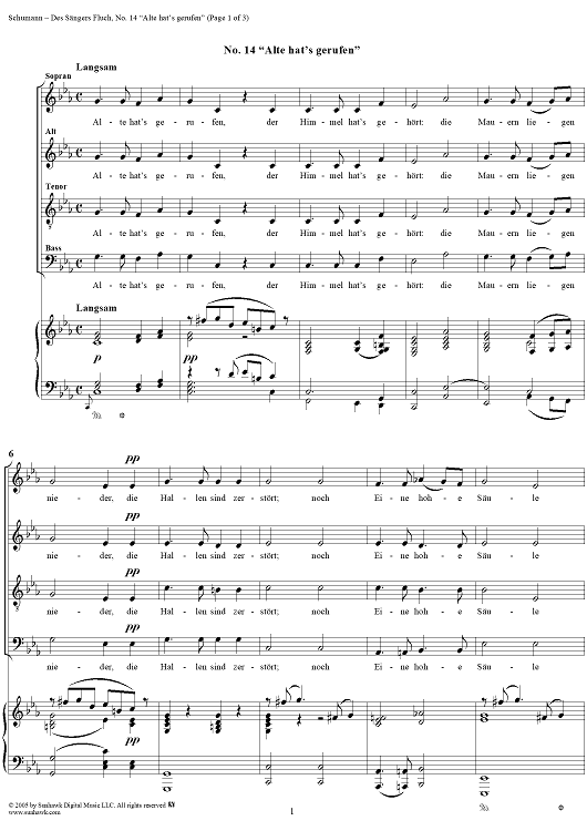 "Alte hat's gerufen", No. 14 from "Des Sängers Fluch", Op. 139