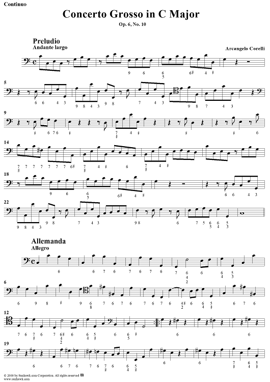 Concerto Grosso No. 10 in C Major, Op. 6, No. 10 - Continuo