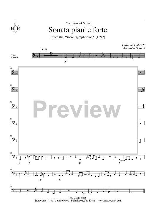 Sonata pian' e forte - from the "Sacre Symphoniae" (1597) - Tuba Choir II