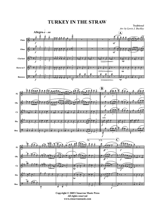 Turkey in the Straw - Score