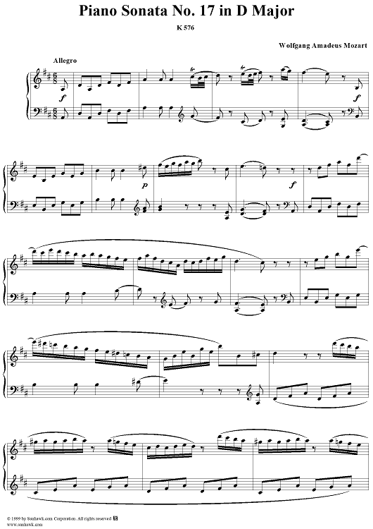 Piano Sonata No. 17 in D major K576