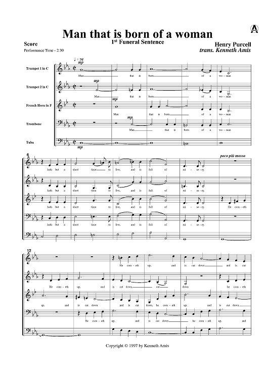 Man that is born of a woman (1st Funeral Sentence) - Score