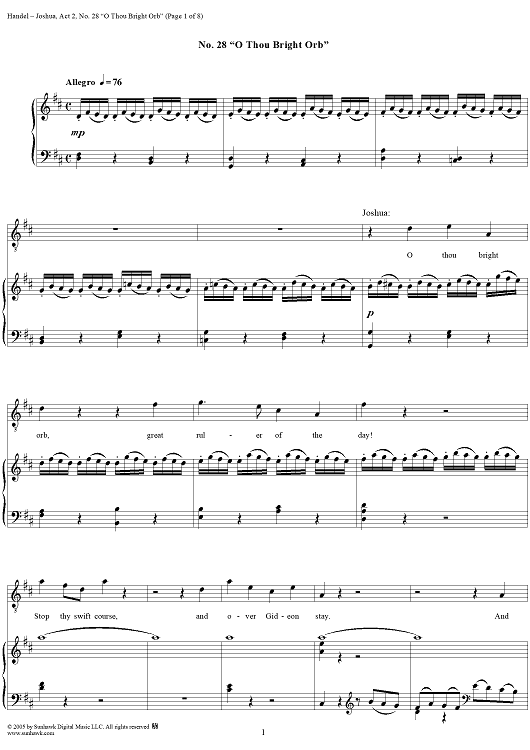 Joshua, Act 2, No. 28: "O thou bright orb"