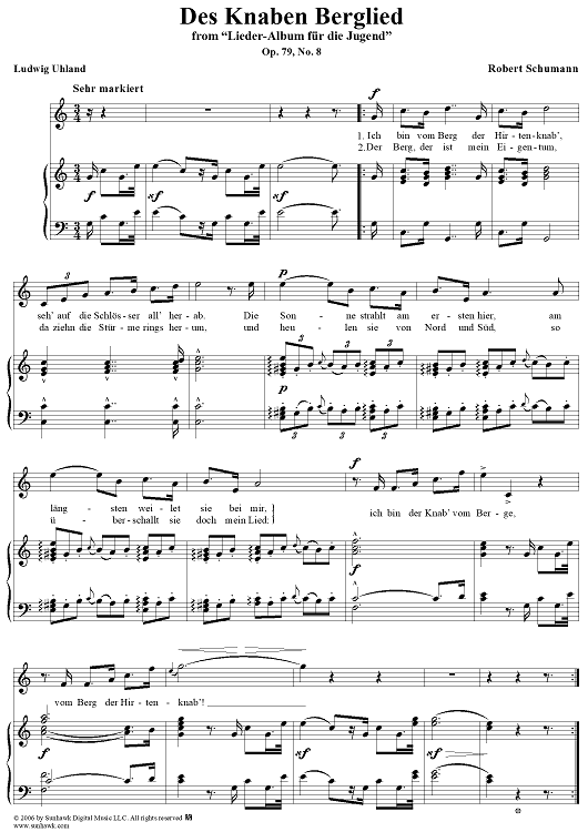 Des Knaben Berglied, No. 8, Op. 79