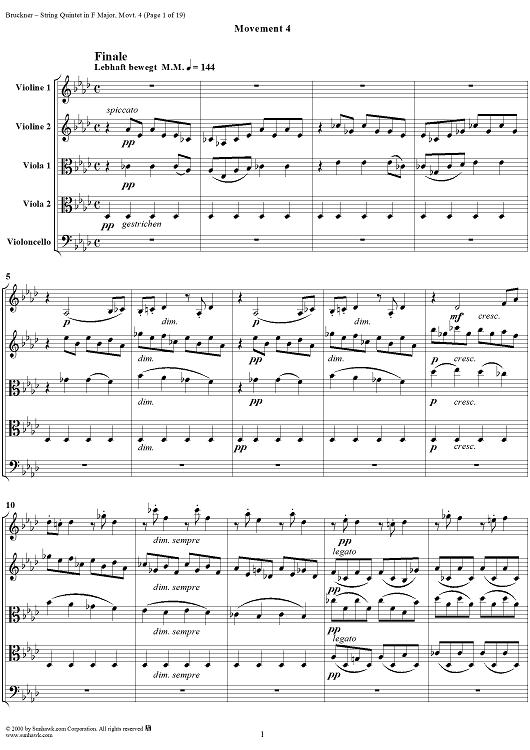 String Quintet in F Major, Movement 4 - Full Score