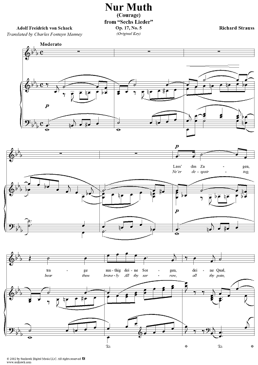 Six Lieder, Op. 17, No. 5: Nur Muth! (Courage!)