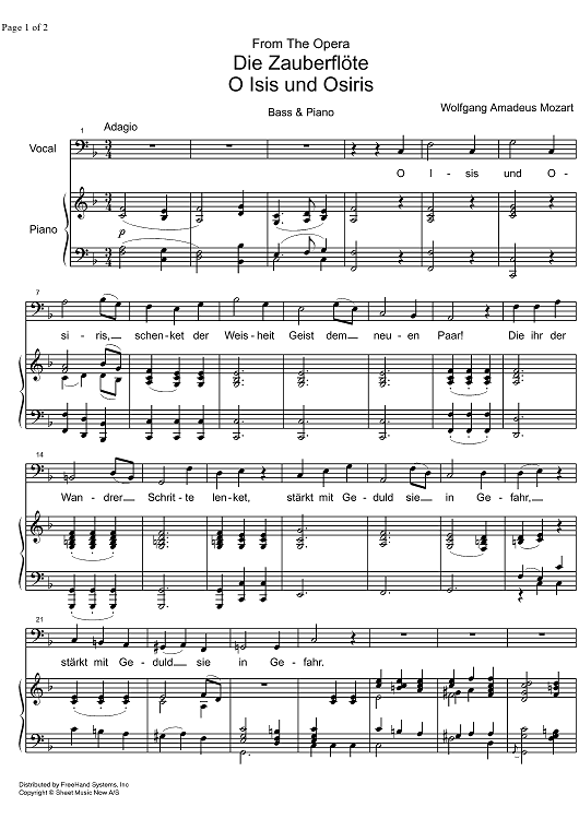 O Isis und Osiris from Die Zauberflöte KV620