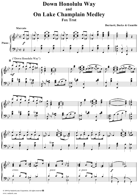 Down Honolulu Way / On Lake Champlain medley (Fox Trot)
