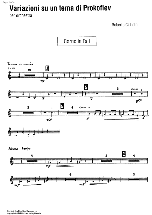 Variazioni su un tema di Prokofiev - Horn in F 1