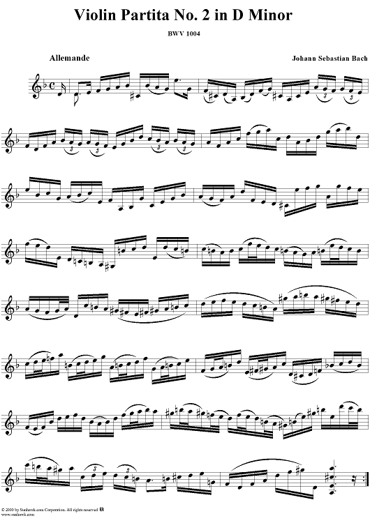 Violin Partita No. 2 in D Minor&quot; Music for Violin Solo - Sheet Now