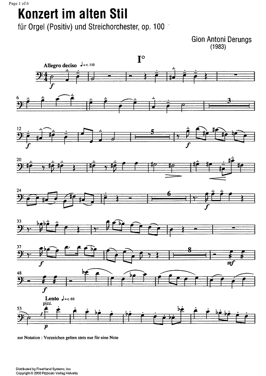 Konzert im alten Stil Op.100 - Cello