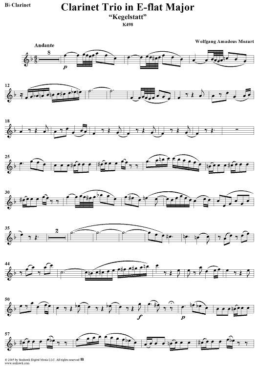 Clarinet Trio in E-flat Major - B-flat Clarinet - Clarinet in B-flat