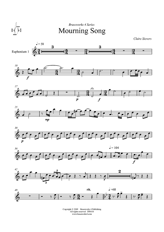 Mourning Song - Euphonium 1 TC