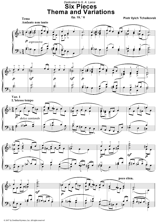 Six Pieces. No. 6. Thema and Variations