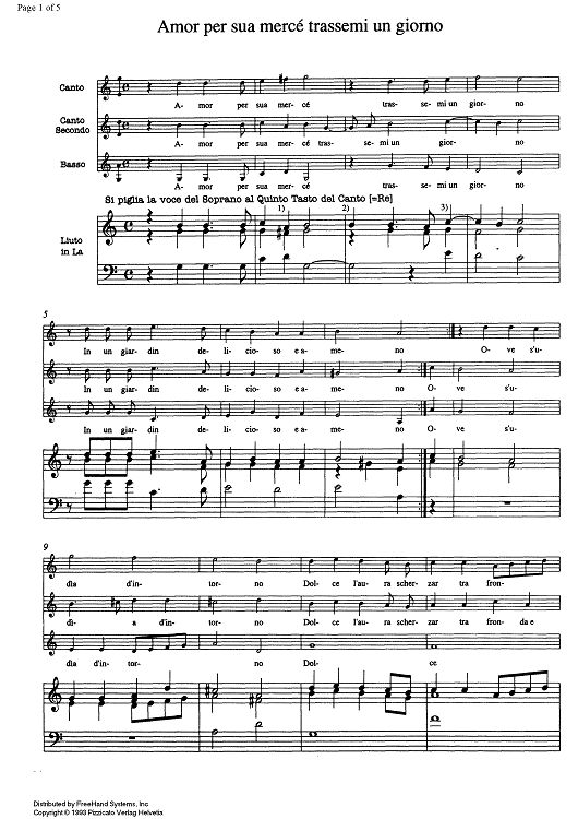 Amor per sua mercé trassemi un giorno