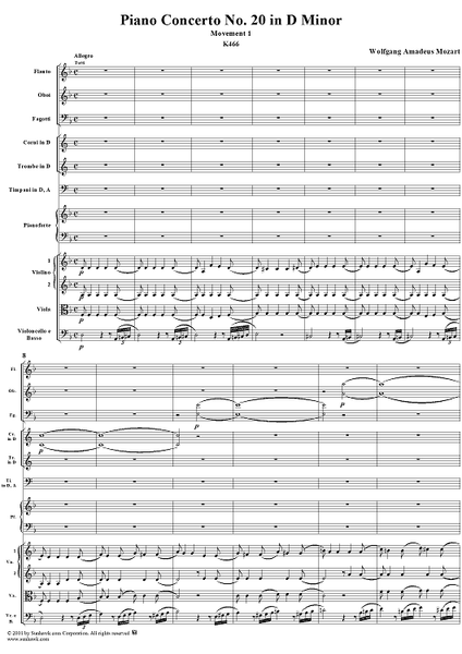 Piano Concerto No. 20 in D Minor, Movement 1 (K466) - Full