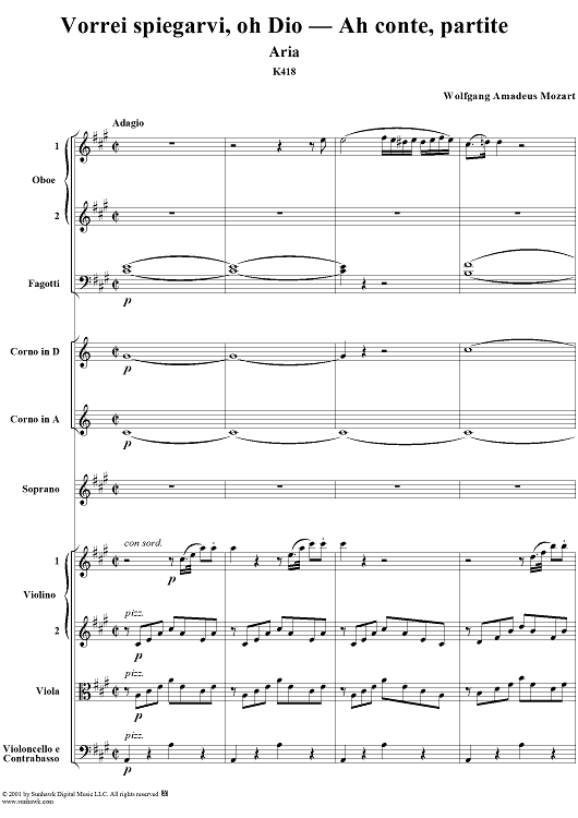 Aria for Soprano and Orchestra: "Varrei spiegarvi, oh Dio", K. 418 - Full Score