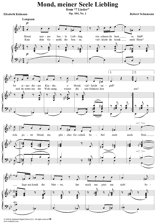 7 Lieder, Op. 104, No. 1: Mond, meiner Seele Liebling