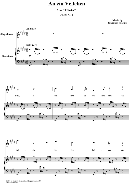 An ein Veilchen - No. 2 from "5 Lieder" - Op. 49