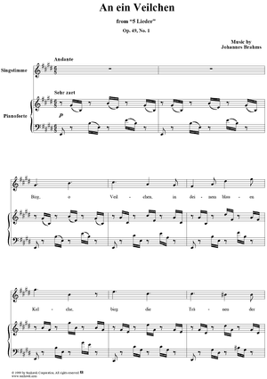 An ein Veilchen - No. 2 from "5 Lieder" - Op. 49
