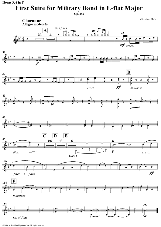 First Suite in E-flat, Op. 28a - Horns 3 & 4