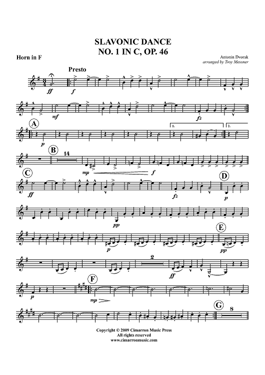 Slavonic Dance NO. 1 In C, Op.46 - Horn in F