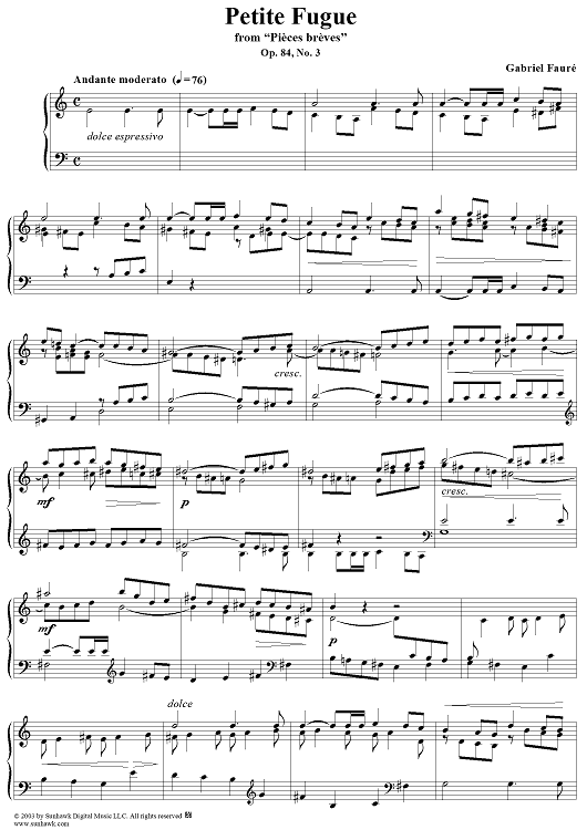 Petite Fugue in A Minor, Op. 84, No. 3