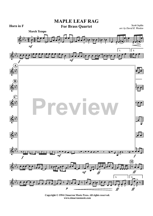 Maple Leaf Rag - Horn in F