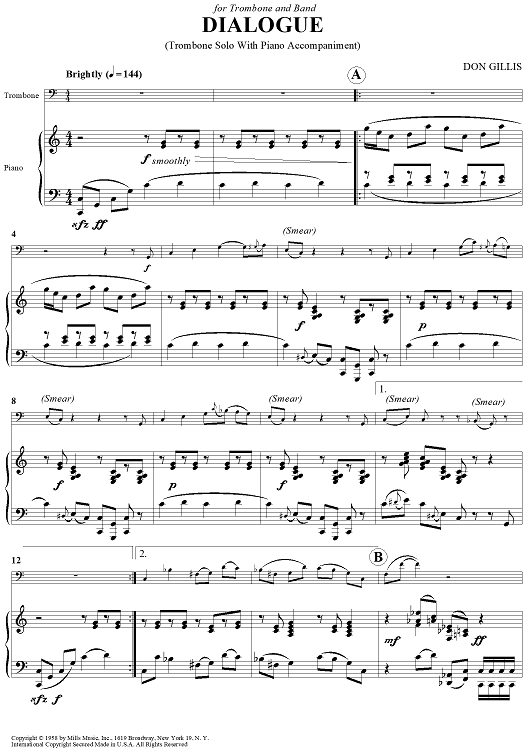 Dialogue for Trombone and Band - Piano Accompaniment