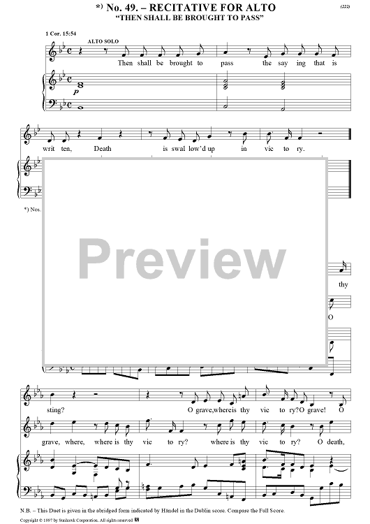 Messiah, no. 49: Then shall be brought to pass - Piano Score