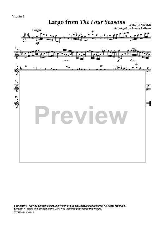 Largo from The Four Seasons - Violin 1