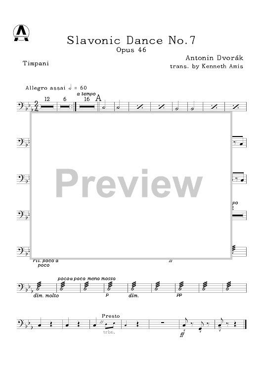 Slavonic Dance No.7, Op.46 - Timpani