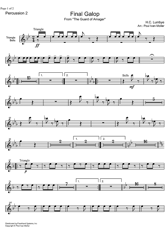 Final Galop from the Guard of Amager - Percussion 2