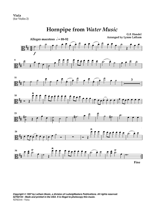 Hornpipe from Water Music - Viola