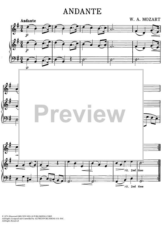 Andante - Piano/Conductor, Oboe, Bells