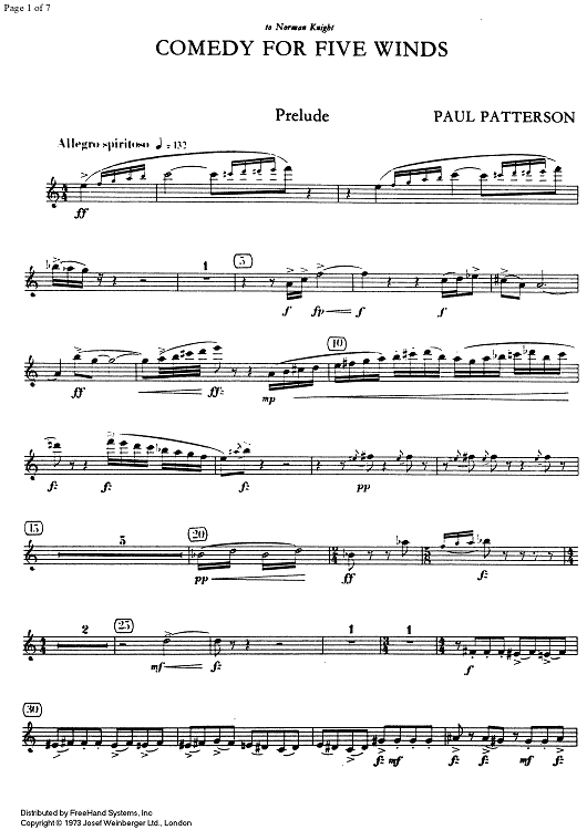 Comedy for Five Winds - Oboe/English Horn