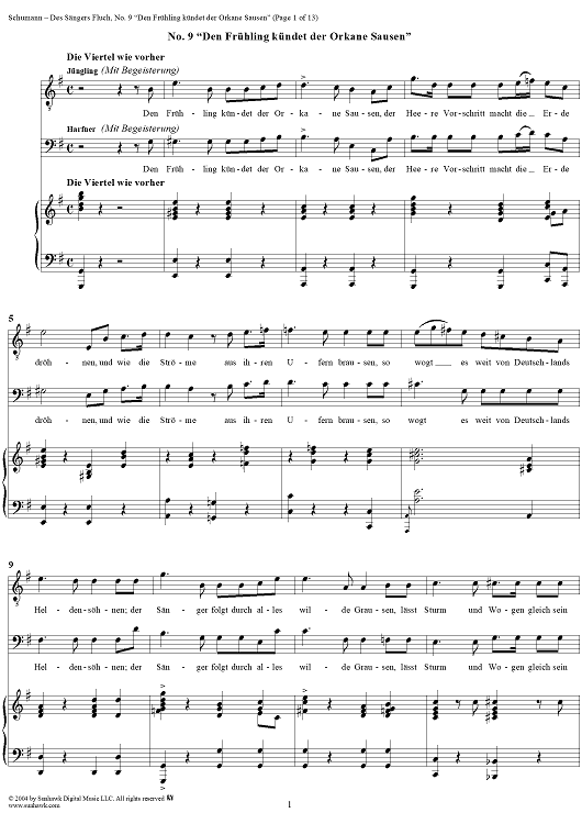 "Den Frühling kündet der Orkane Sausen", No. 9 from "Des Sängers Fluch", Op. 139
