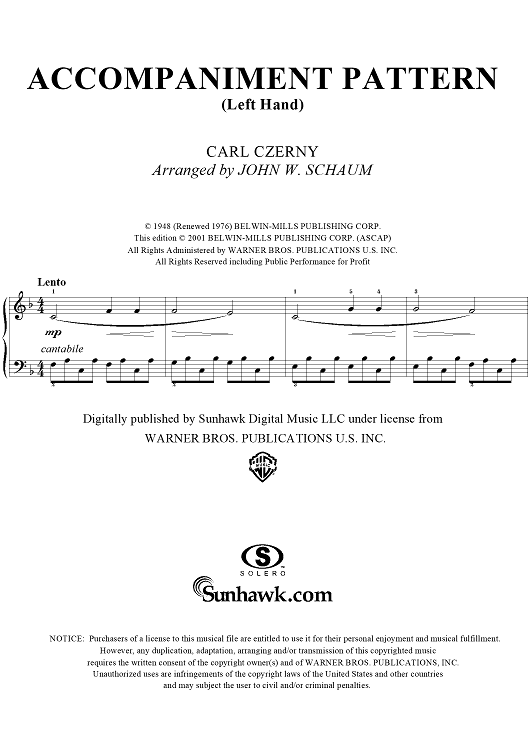 Pattern (Left Hand)" Sheet Music for Piano Solo Sheet