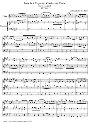 Suite in A major for Violin and Keyboard, no. 6: Menuet