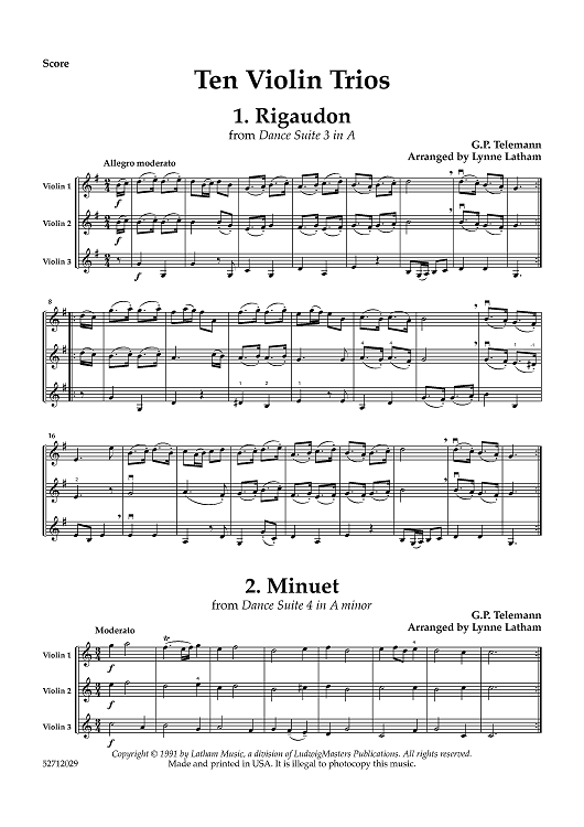 Ten Violin Trios - Score
