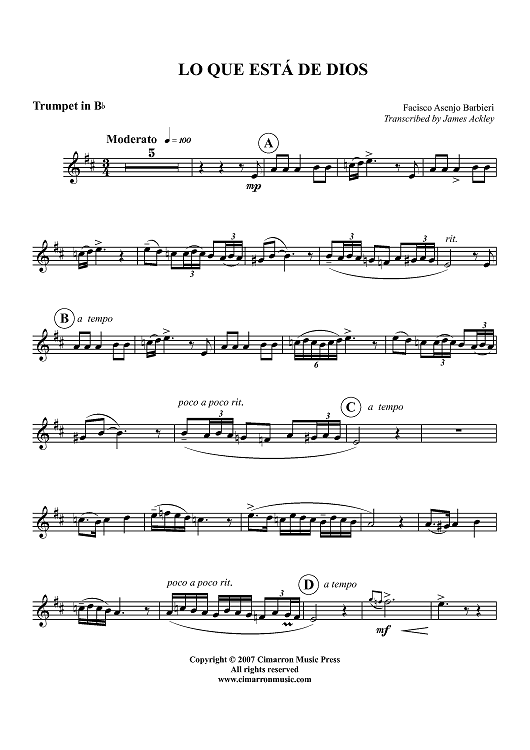 Lo Que Está de Dios - Trumpet in B-flat