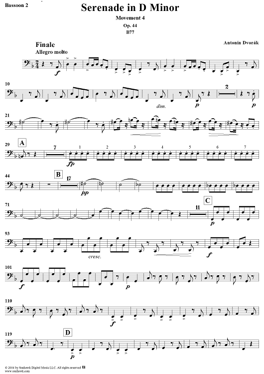 Serenade in D Minor, Op. 44, Movement 4 - Bassoon 2