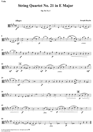 String Quartet in E Major, Op. 54, No. 3 - Viola
