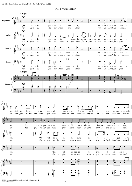 Introduction and Gloria, RV639: No. 8, Qui Tollis