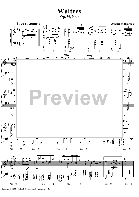Sixteen Waltzes, op. 39, no. 4 in E minor
