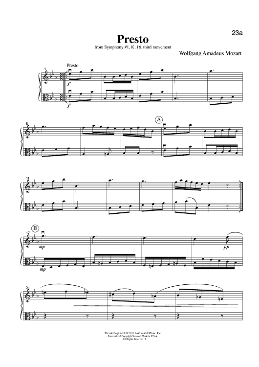 Presto - from Symphony #1, K. 16, third movement
