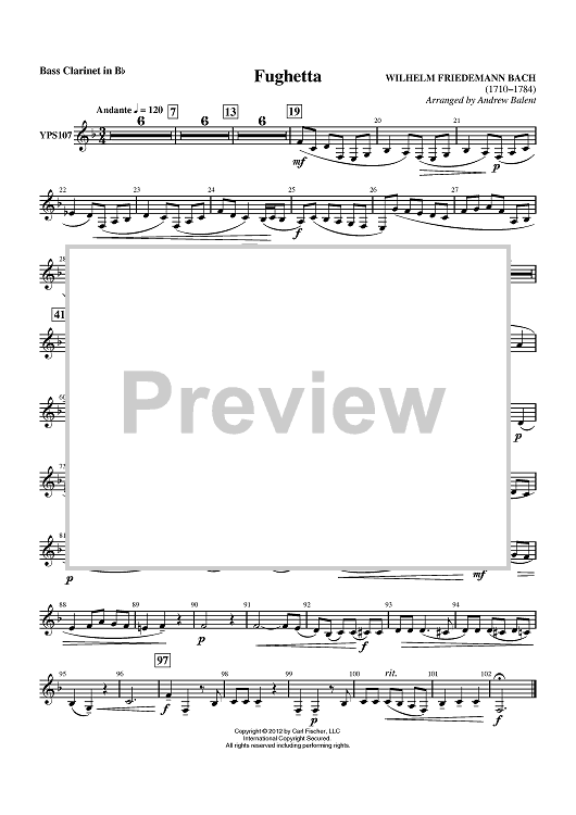 Fughetta - Bass Clarinet in Bb