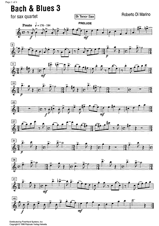 Bach and  Blues  3 - B-flat Tenor Saxophone