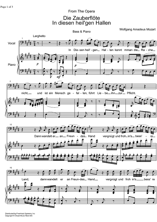 In diesen heil'gen Hallen from Die Zauberflöte KV620